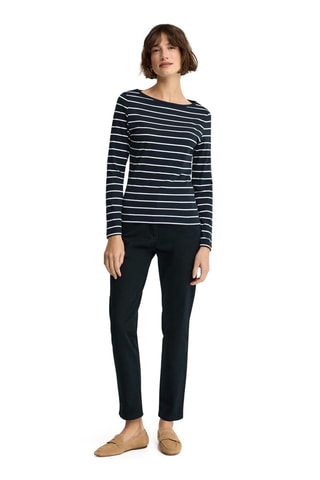 T-shirt Slim - Marineblauw en wit