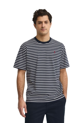 T-shirt Loose - Marineblauw en ecru