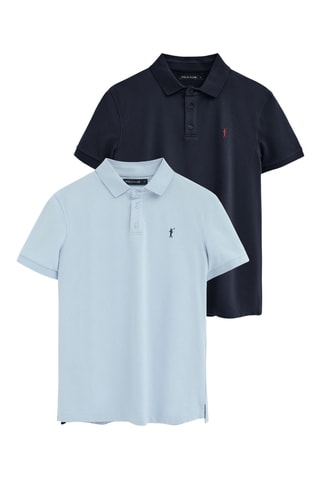2 Polo's Slim Fit - Hemelsblauw en marineblauw