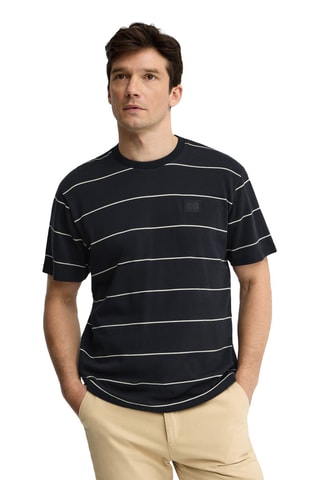 T-shirt Loose - Marineblauw en lichtgeel