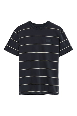 T-shirt Loose - Marineblauw en lichtgeel