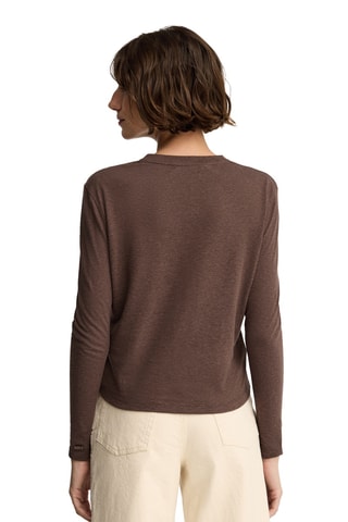 Linnen T-shirt Regular - Bruin