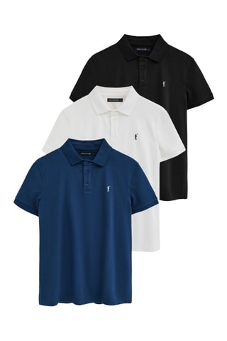 3 Polo's Slim Fit - Blauw, wit en zwart