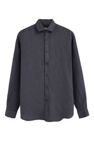 Linnen Overhemd Regular - Marineblauw
