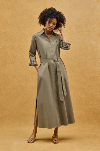 Linnen Blouse-jurk relaxed - Kaki
