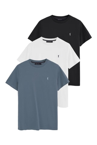 3 T-shirts Regular - Blauw, wit en zwart