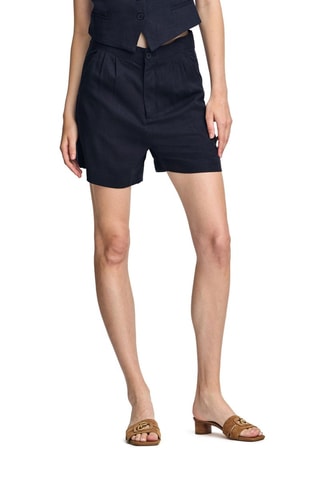 Linnen Short Relaxed Fit - Marineblauw