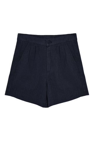 Linnen Short Relaxed Fit - Marineblauw