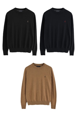 3 truien regular - Zwart en camel