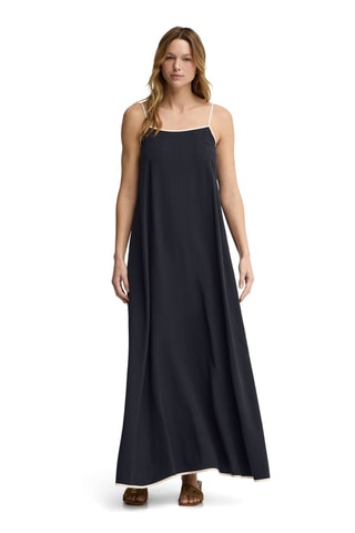 Mouwloze lange linnen jurk relaxed - Marineblauw