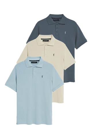 3 Polo's Regular Fit - Hemelsblauw, beige en blauw