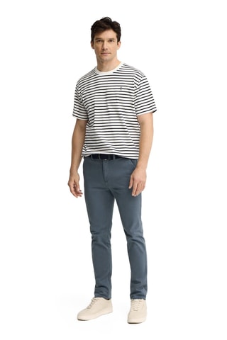 T-shirt Loose - Ecru en marineblauw