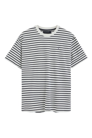 T-shirt Loose - Ecru en marineblauw