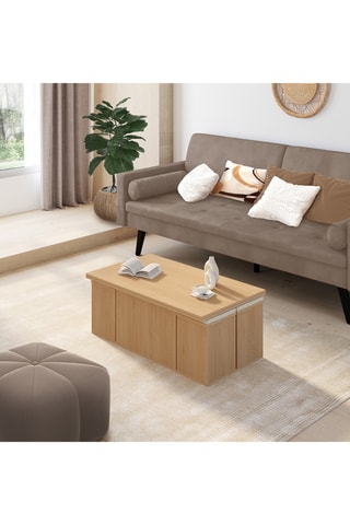 Mesa de centro extensible Tania y 4 pufs - 100 x 55/110 x 39/51 cm