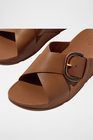 Mules compensées en cuir - Marron