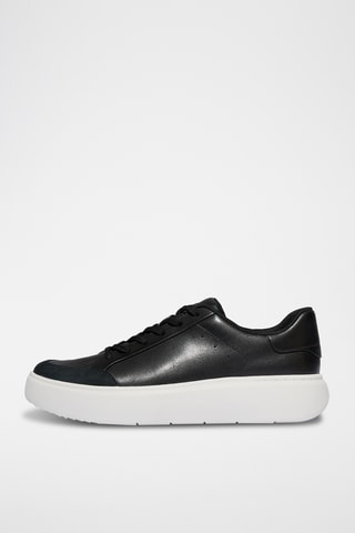 Sneakers com plataforma em couro - Preto