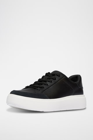 Sneakers com plataforma em couro - Preto