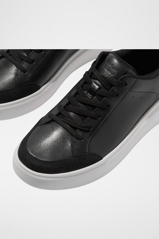 Sneakers com plataforma em couro - Preto