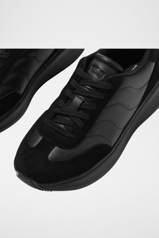 Sneakers com plataforma em couro - Preto