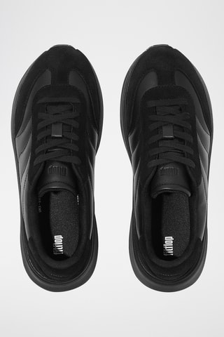 Sneakers com plataforma em couro - Preto