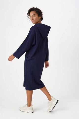 Sweaterjurk met Capuchon - Marineblauw