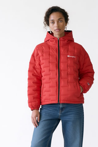 Gewatteerde jas met capuchon - Rood