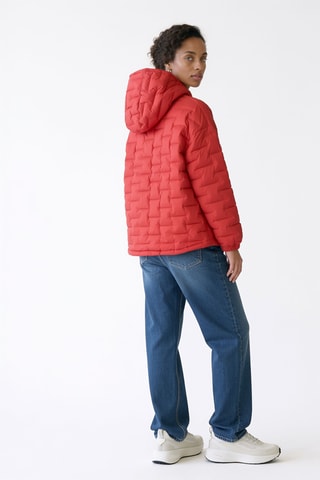 Gewatteerde jas met capuchon - Rood