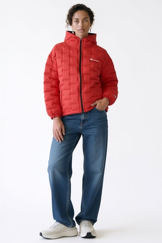 Gewatteerde jas met capuchon - Rood