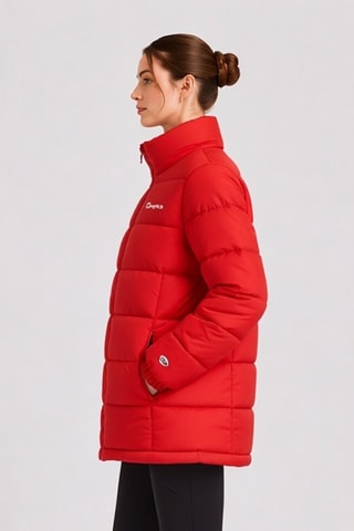 Gewatteerde jas met capuchon - Rood
