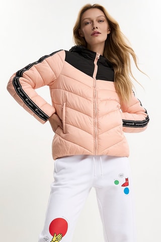 Gewatteerde jas met capuchon - Roze