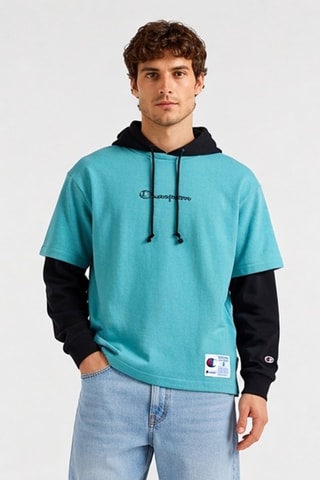 T-shirt met capuchon - Zeegroen