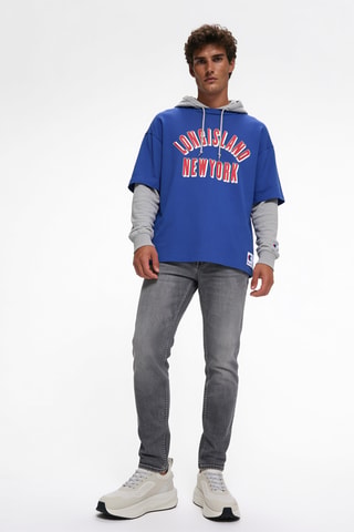 2-in-1 T-shirt met capuchon - Koningsblauw