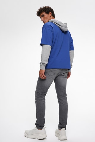2-in-1 T-shirt met capuchon - Koningsblauw