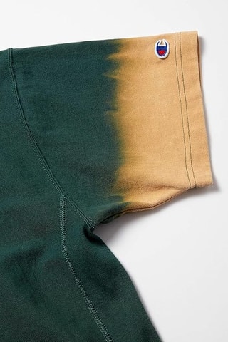 T-shirt regular dip and dye - Vert foncé et jaune