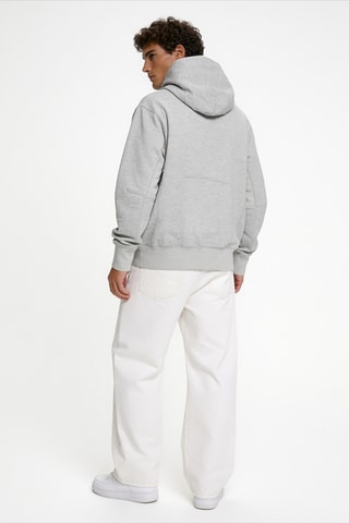 Sweater met capuchon - Gemêleerd Lichtgrijs