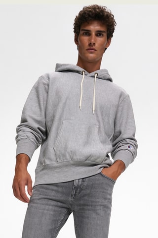 Sweater met capuchon - Gemêleerd Lichtgrijs