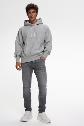 Sweater met capuchon - Gemêleerd Lichtgrijs