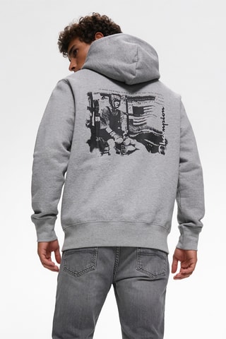 Sweater met capuchon - Gemêleerd Lichtgrijs