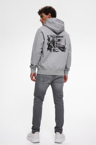 Sweater met capuchon - Gemêleerd Lichtgrijs
