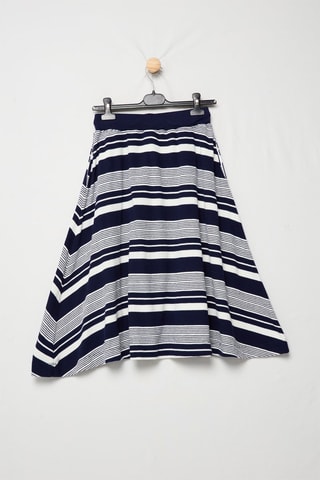 Rechte Rok - Marineblauw en Wit
