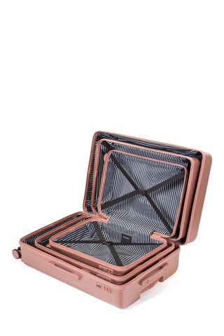 Set van 3 Trolleys (S/M/L) Assepoester - Metallic Roze - 55 / 65 / 75 cm