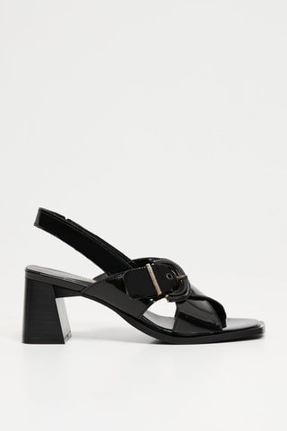 Sandales à talons vernies en cuir - Noir