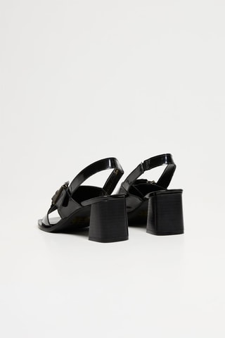 Sandales à talons vernies en cuir - Noir