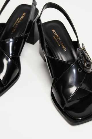 Sandales à talons vernies en cuir - Noir