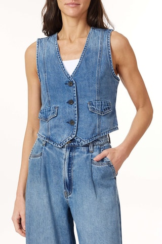 Gilet sans manches en jean - Bleu