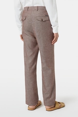 Chino droit en lin - Marron chiné