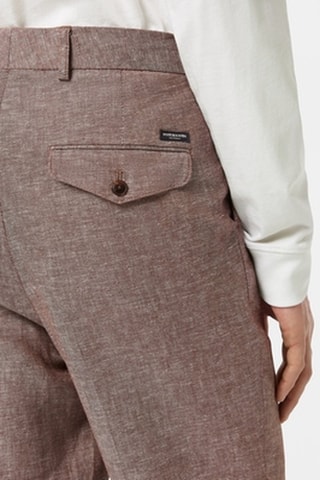 Chino droit en lin - Marron chiné