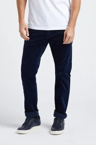Pantalon slim en velours et coton biologique - Bleu marine