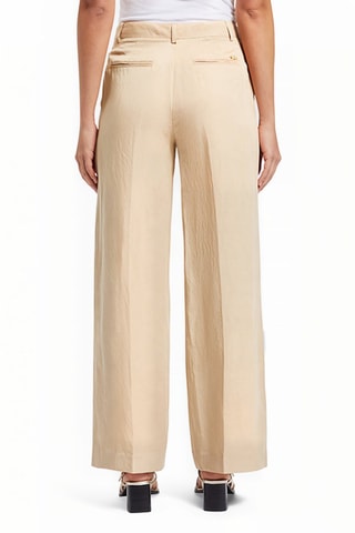 Pantalon wide legs en lin taille haute - Beige