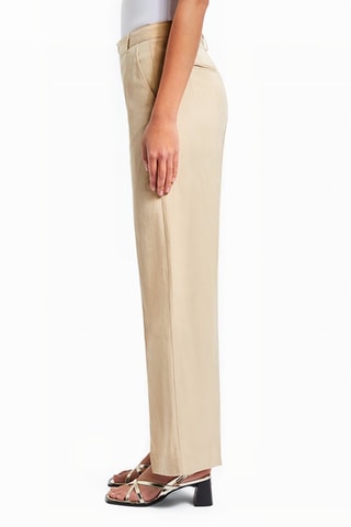 Pantalon wide legs en lin taille haute - Beige